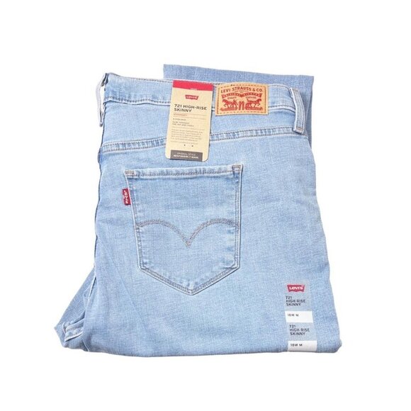 Levis 721 Womens High Rise Light Wash Distressed Skinny Jeans Plus Sz 18W New - Picture 4 of 10